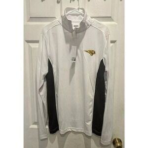UNI Panthers Authentic Brand Mens Chrome 1/4 Zip Pullover‎ White Black Large NEW